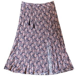 Westport 1992 Navy Blue and Orange Paisley Maxi Skirt Size 2X